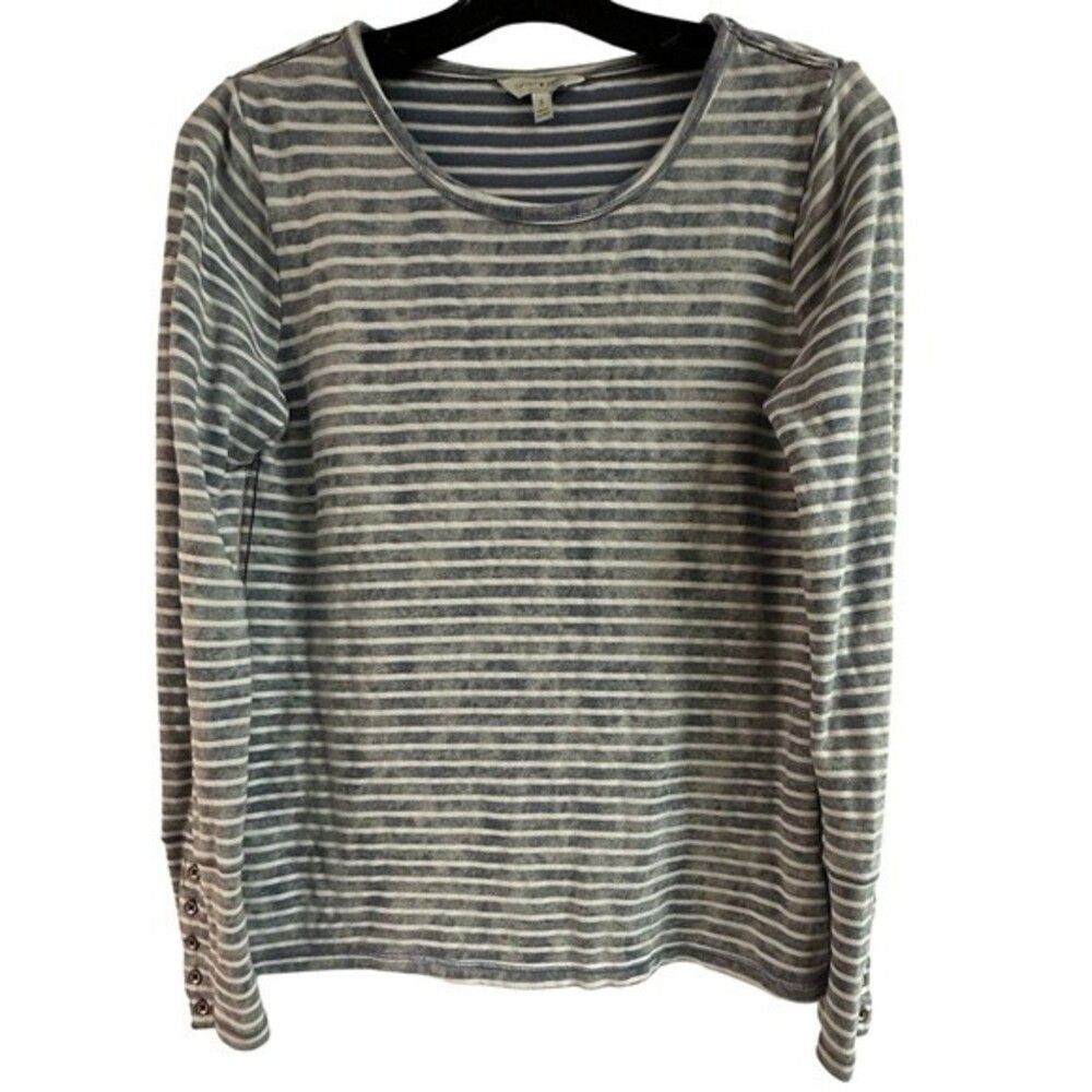 Lucky Brand Button Sleeve Top Stitch Top Size S